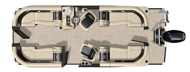 Slide: The Image of 2025 Barletta Cabrio 22QC pontoon boat interior layout, featuring spacious seating and modern design. - 2