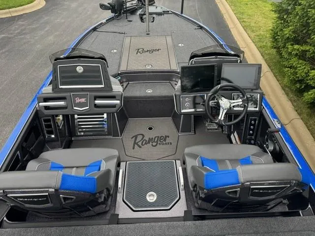 Slide: The Image of 2025 Ranger Z520R Cup-Equipped boat interior with advanced navigation systems and seating. - 4