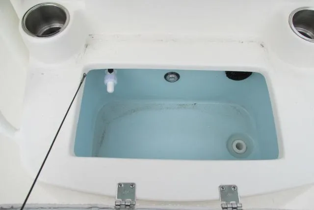 Slide: The Image of Livewell on 2023 Sea Born FX22 boat with cup holders and drainage system. - 29