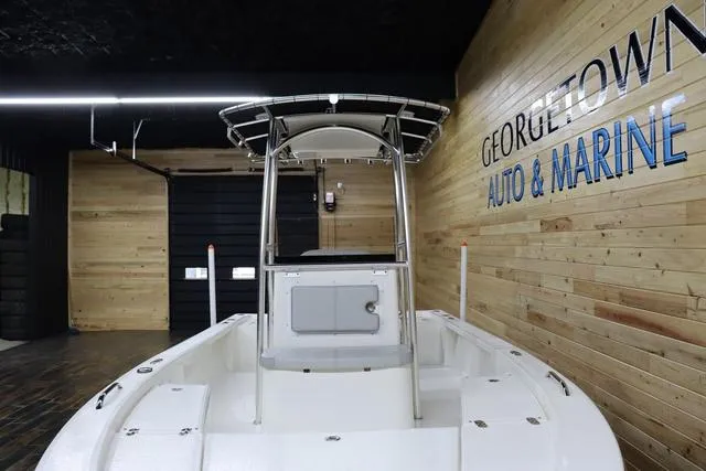 Slide: The Image of 2023 May-Craft 2200 Bay boat displayed at Georgetown Auto & Marine showroom. - 8
