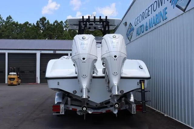 Slide: The Image of 2025 Yellowfin 32 boat with dual engines at Georgetown Auto & Marine. - 4