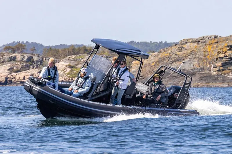 The Image of 2026 Highfield Sport 660 inflatable boat in an exhibition hall. - 0