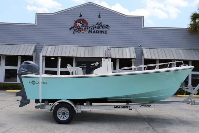 Slide: The Image of 2023 May-Craft 1900 CC boat on trailer outside Tailwalker Marine. - 1