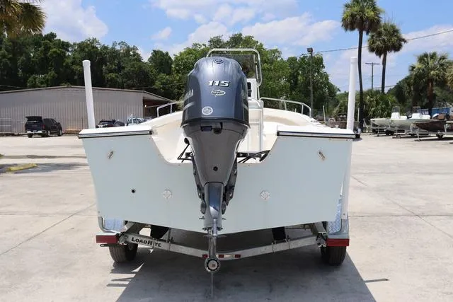 Slide: The Image of 2023 May-Craft 1900 CC boat on trailer, rear view with outboard motor. - 4