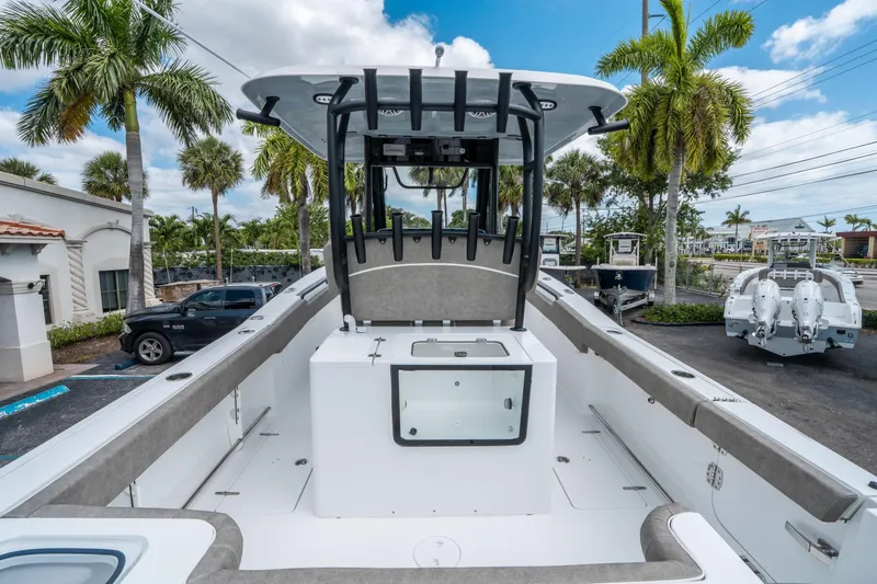 Slide: The Image of 2025 Sea Hunt Gamefish 28 CB boat with spacious deck and modern design. - 9
