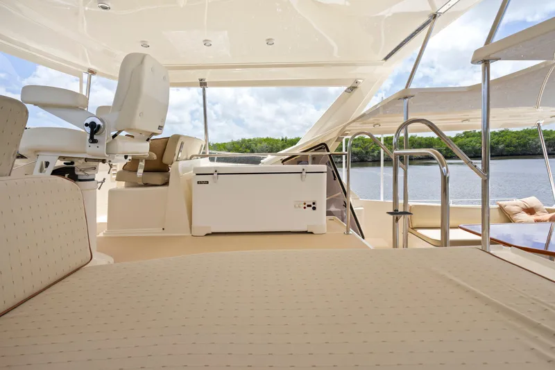 Slide: The Image of Luxurious 2006 Fleming 75 yacht deck with seating and river view. - 41