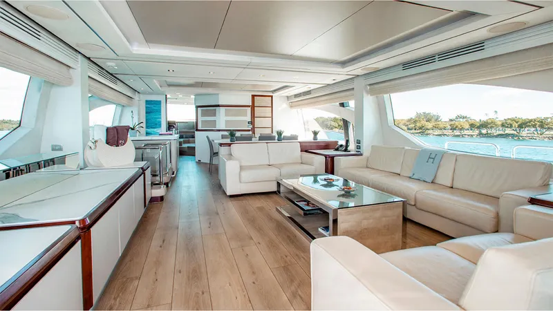 Slide: The Image of Luxurious interior of a 2010 Azimut 95 yacht with elegant seating and modern design. - 5