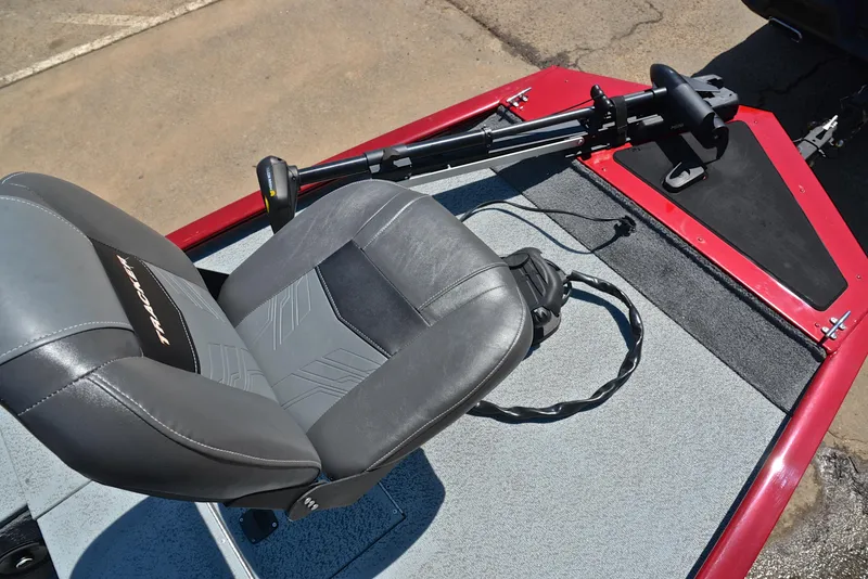 Slide: The Image of 2019 Bass Tracker Pro 170 boat seat and trolling motor on deck. - 26