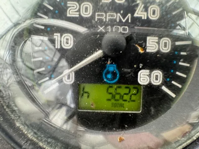 Slide: The Image of Close-up of Carver 36 Motor Yacht tachometer showing 562.2 hours, 2006 model. - 11