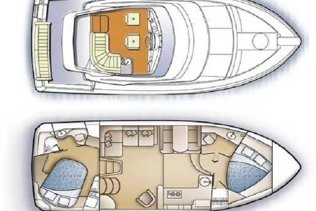 Slide: The Image of Floor plan of 2006 Carver 36 Motor Yacht, showcasing interior layout and design. - 61