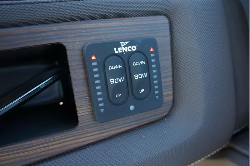 Slide: The Image of Control panel for Lenco trim tabs on 2017 Cobalt R7 boat. - 13
