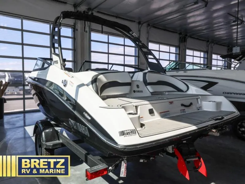 Slide: The Image of 2024 Yamaha 195 S boat in showroom at Bretz RV & Marine. - 1
