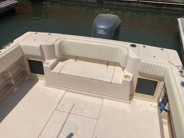 Slide: The Image of 1997 Grady-White 232 Gulfstream boat deck with Yamaha 250 outboard motor. - 7