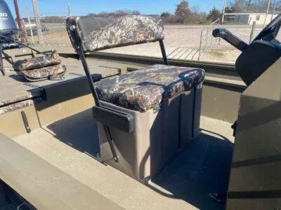 Slide: The Image of 2025 G3 Gator Tough 18 CCJ boat seat with camouflage upholstery. - 8