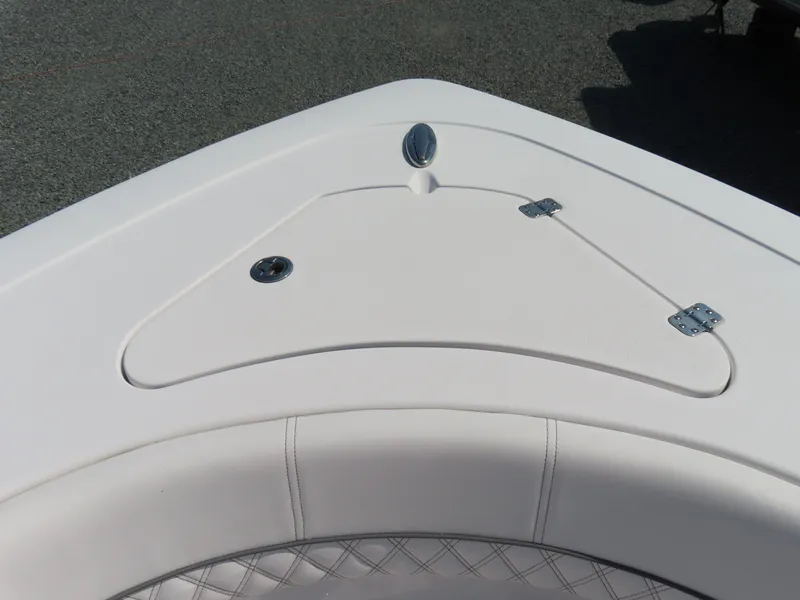 Slide: The Image of 2021 Sportsman Open 282 Center Console boat deck with storage compartment. - 18