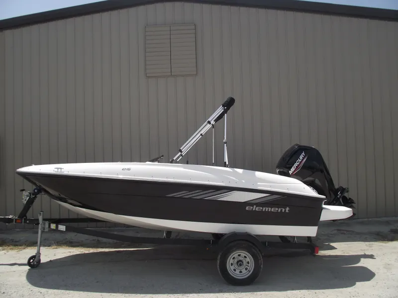 The Image of 2025 Bayliner Element E16 boat on trailer. - 0