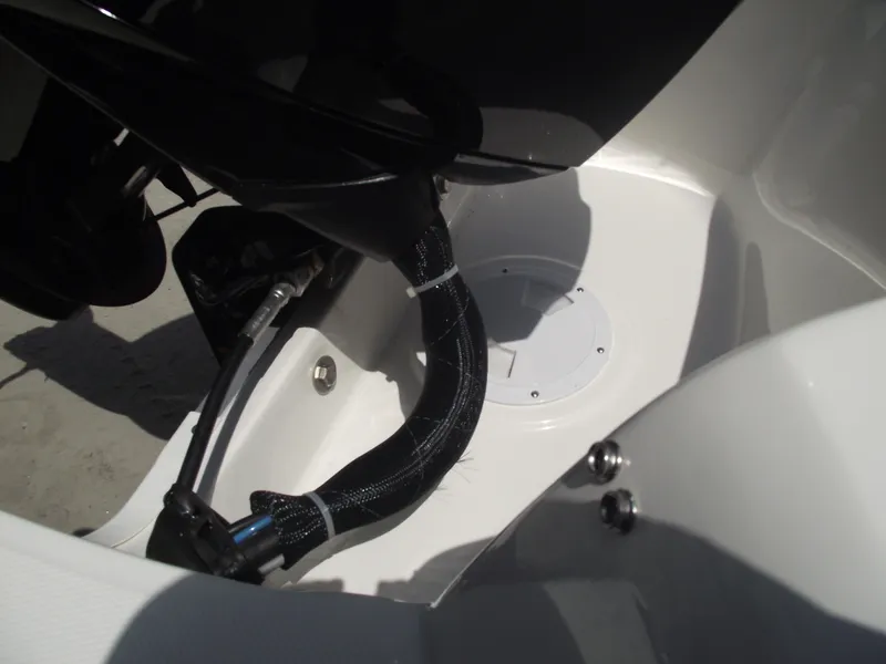 Slide: The Image of 2025 Bayliner Element E16 boat interior detail with visible components and fittings. - 31