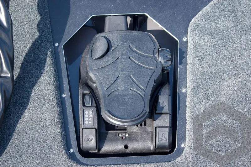 Slide: The Image of Control panel of 2025 Skeeter ZXR 20 boat with textured foot pedal. - 26