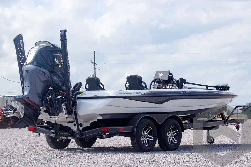 Slide: The Image of 2025 Skeeter ZXR 20 boat on trailer, featuring sleek design and powerful engine. - 5