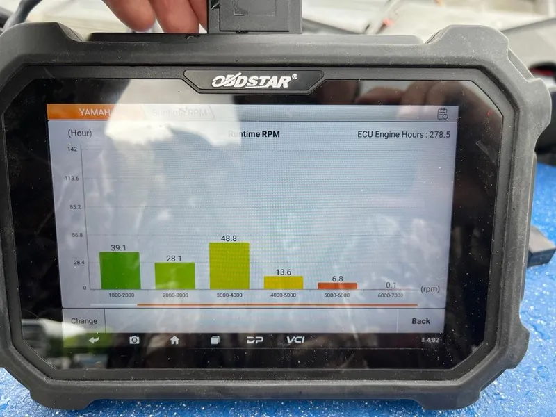 Slide: The Image of Tablet displaying engine RPM data for a 2017 G3 20 CCJ DLX. - 3