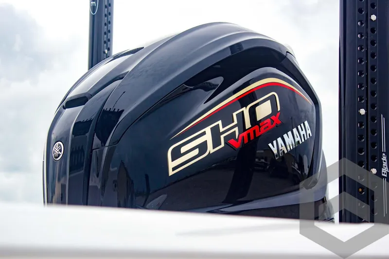 Slide: The Image of Yamaha SHO VMAX engine on 2025 Tidewater 2410 Bay Max boat. - 11