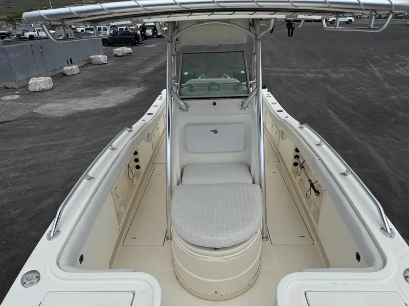 Slide: The Image of 2009 World Cat 270 TE boat interior, featuring spacious seating and sleek design. - 20