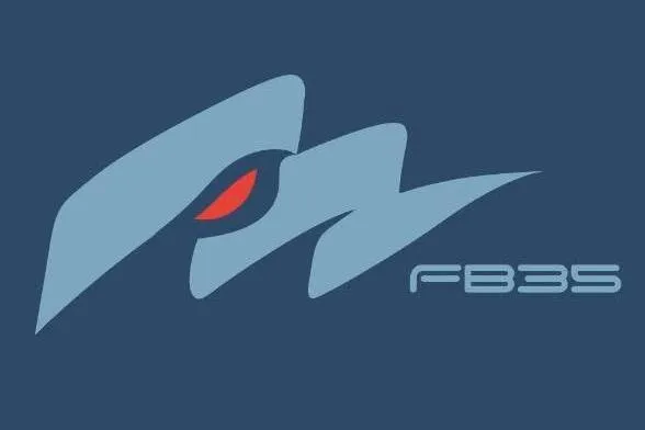 Slide: The Image of Logo of Offshore Racing Van Munster Boats Fred Barrett 35, 2016 model, featuring stylized design. - 20