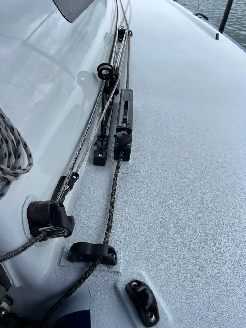 Slide: The Image of Close-up of 2016 Offshore Racing Van Munster Boats Fred Barrett 35 deck rigging. - 37
