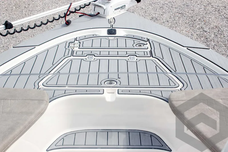 Slide: The Image of 2023 Sea Pro 208 Bay boat deck with modern design and equipment. - 23