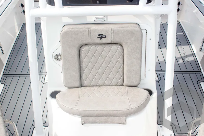 Slide: The Image of 2023 Sea Pro 208 Bay boat seat with diamond stitching and SP logo. - 27