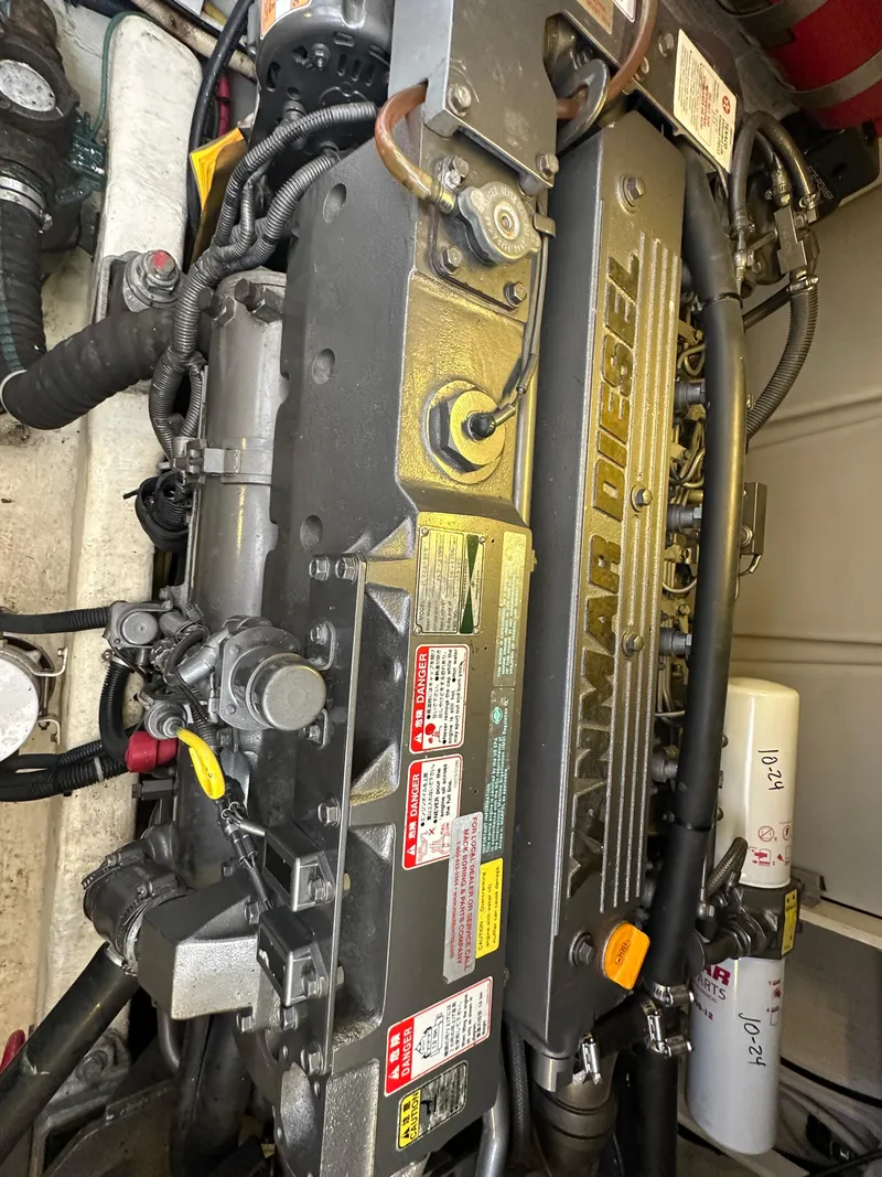 Slide: The Image of Yanmar diesel engine in a 2005 Sabre 38 Hardtop Express boat. - 46