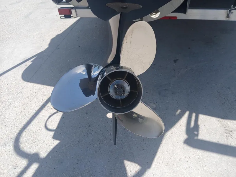 Slide: The Image of 2023 Veranda VP22VLC boat propeller on a sunny day, close-up view. - 16