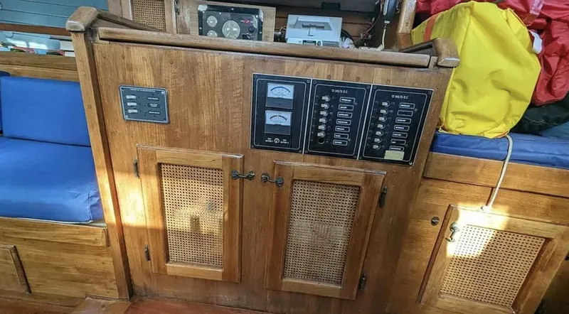 Slide: The Image of Sailing on a 1983 Durbeck 38 yacht, view of the ocean and distant shoreline. - 8