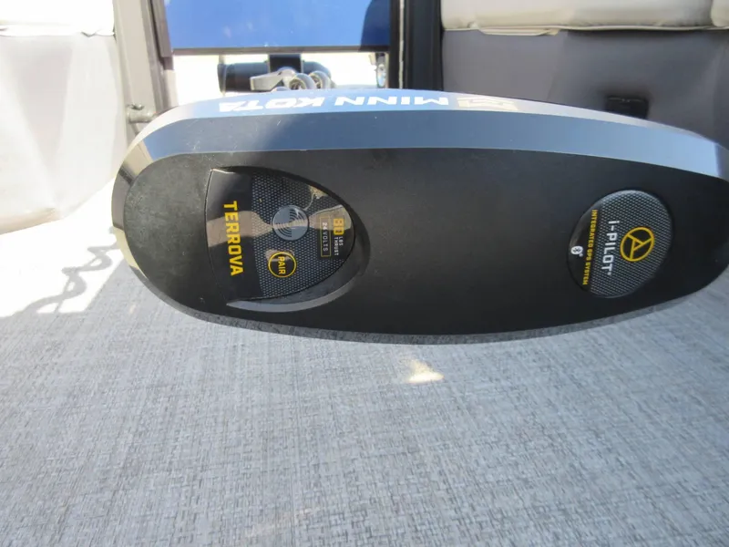 Slide: The Image of Minn Kota Terrova motor on 2022 Barletta Cabrio 22UC boat deck. - 19