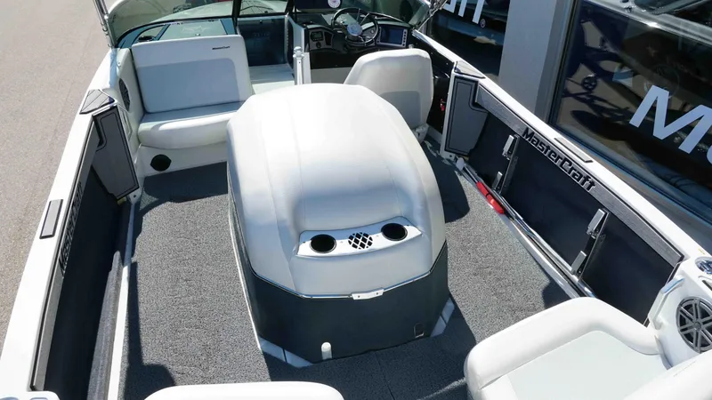 Slide: The Image of 2017 MasterCraft ProStar boat interior with seating and dashboard view. - 3
