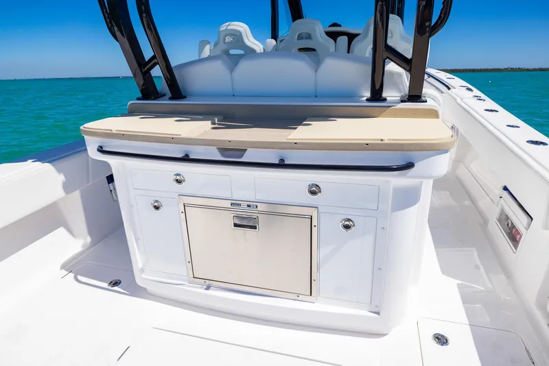 Slide: The Image of 2025 Blackwater 43 Sportfish boat interior with sleek design and modern amenities. - 30