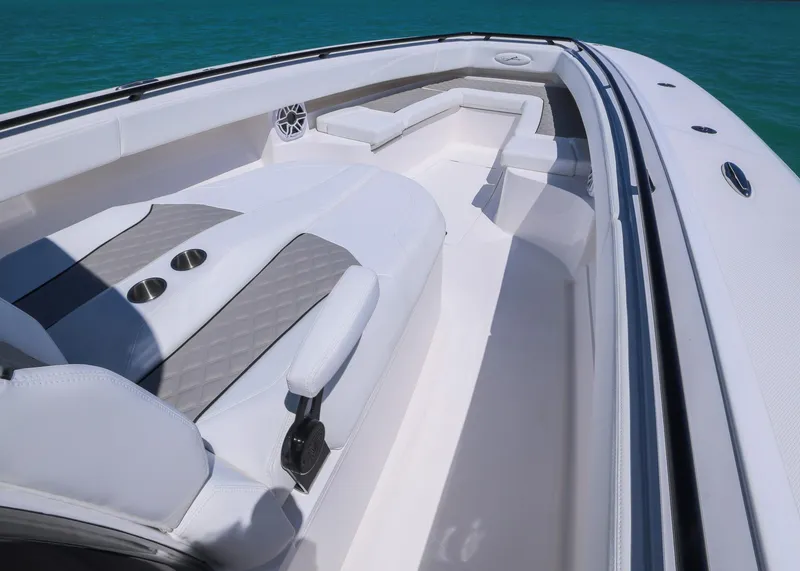 Slide: The Image of Luxurious 2025 Blackwater 43 Sportfish boat interior with sleek seating and modern design. - 8