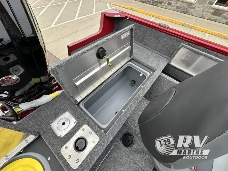 Slide: The Image of 2025 Tracker Pro Guide V-175 WT boat interior with storage compartment and seating. - 16