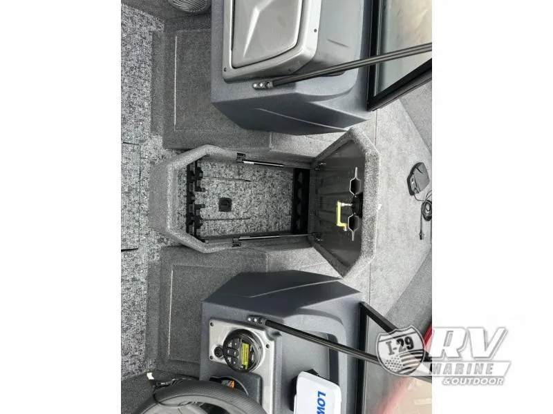 Slide: The Image of 2025 Tracker Pro Guide V-175 WT boat interior with storage compartments and control panel. - 20