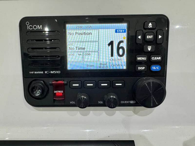 Slide: The Image of VHF marine radio display on a 2020 Intrepid 407 Nomad FE boat. - 30