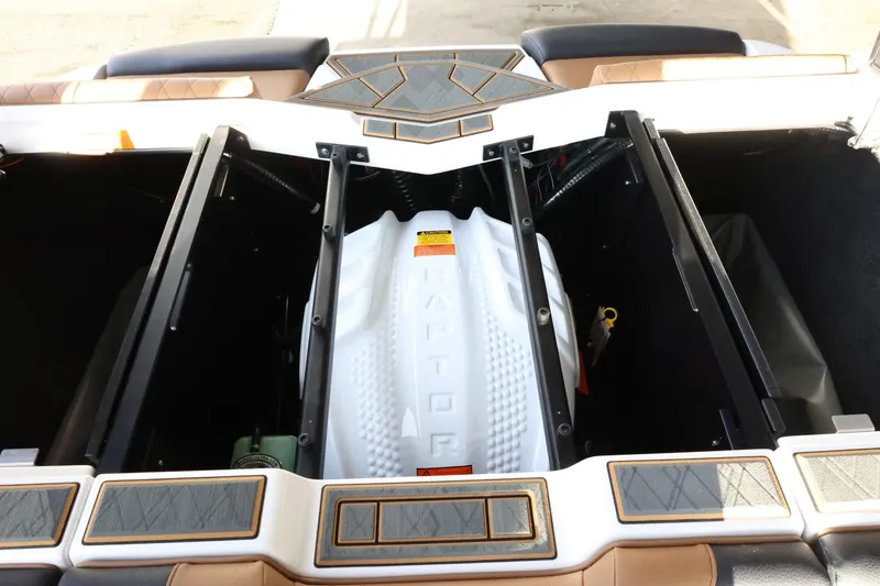 Slide: The Image of 2025 Tigé Z3 boat engine compartment with Raptor engine visible. - 40