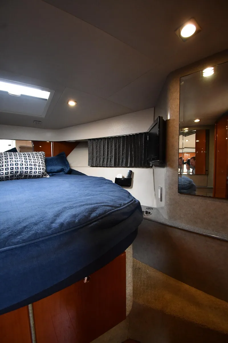 Slide: The Image of Interior cabin of 2009 Formula 40 PC yacht with cozy bed and modern lighting. - 37