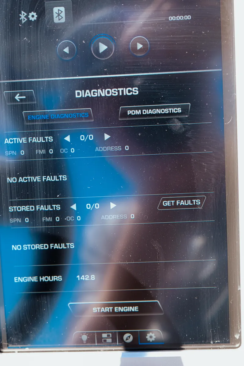 Slide: The Image of 2023 Supra SL diagnostics screen displaying engine status and fault information. - 15