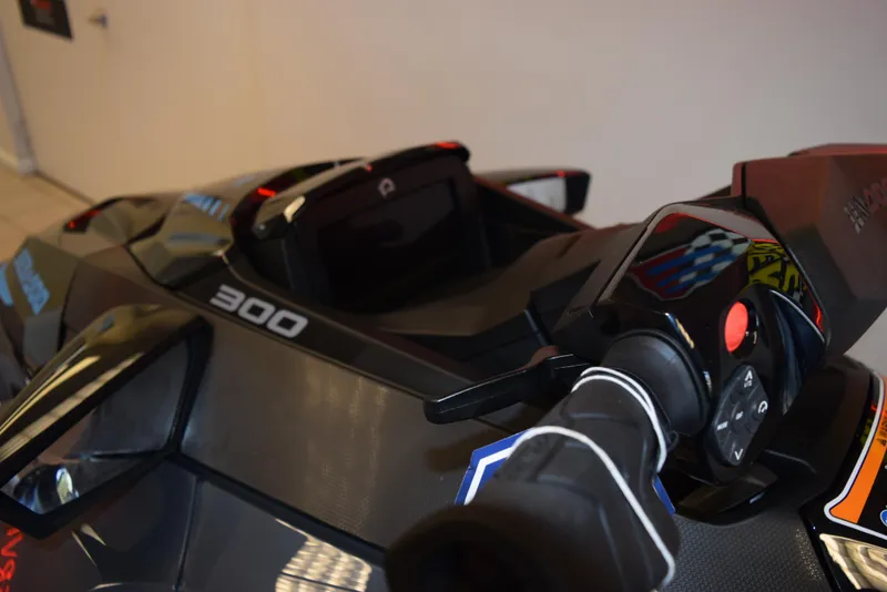 Slide: The Image of 2024 Sea-Doo GTX 300 jet ski dashboard and controls, close-up view. - 8