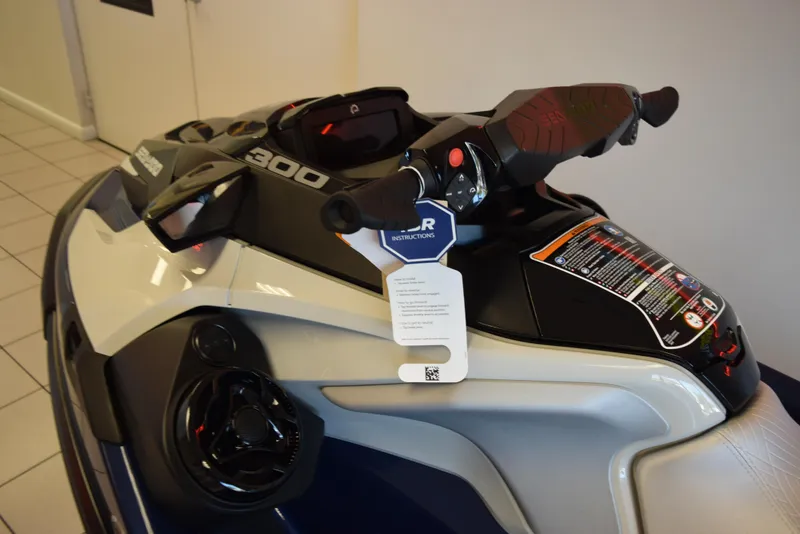 Slide: The Image of 2024 Sea-Doo GTX Limited 300 jet ski, close-up of handlebars and controls. - 6