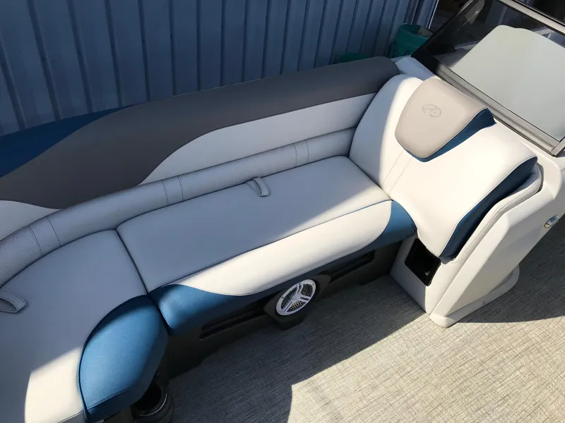 Slide: The Image of 2023 Avalon LSZ Elite Windshield boat interior with stylish seating and modern design. - 33