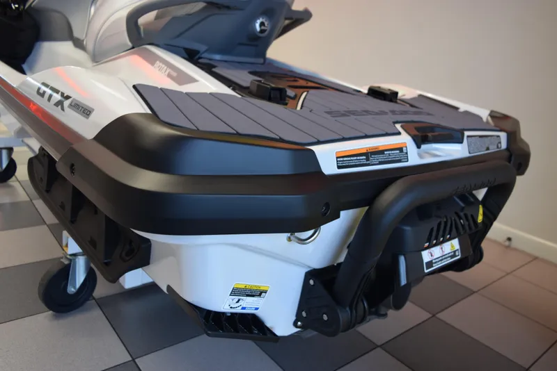 Slide: The Image of 2024 Sea-Doo GTX Limited 300, rear view, showcasing sleek design and advanced features. - 6
