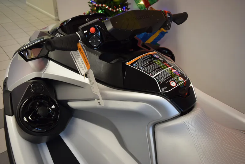 Slide: The Image of 2024 Sea-Doo GTX Limited 300 jet ski, close-up of handlebars and seat. - 7