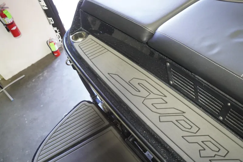 Slide: The Image of 2017 Supreme S211 boat interior with branded flooring and seating. - 29