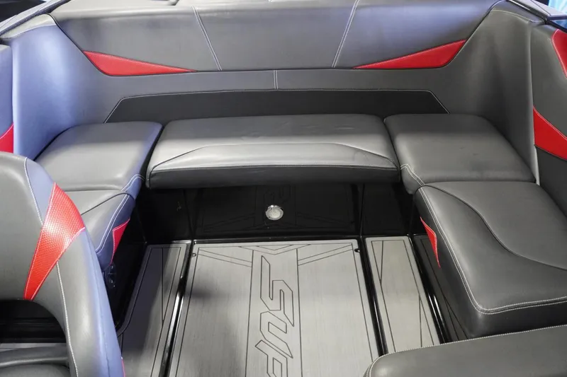 Slide: The Image of Luxurious interior of 2017 Supreme S211 boat with black and red seating. - 43